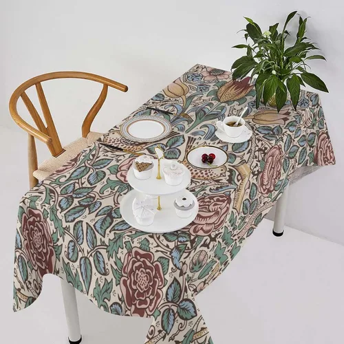 Miniatura 47 de Mantel de Mesa William Morris, Diseño Original William Morris Rústico de Granja Familiar con Estampado Étnico Mínimo para Decoración de Fiesta