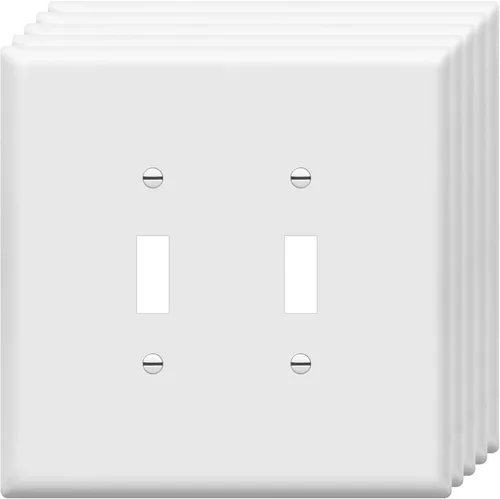 Miniatura 11 de ENERLITES Cubierta doble para interruptor de palanca, placa de pared para interruptor de luz de dos bandas, acabado brillante, 2 bandas de 5.5 x 5.5