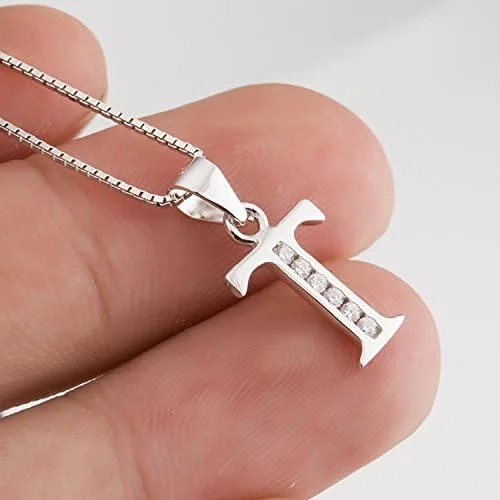 Miniatura 2 de Dijes personalizados para collar colgante con las 26 letras del alfabeto, circonita cúbica, plata esterlina S925.