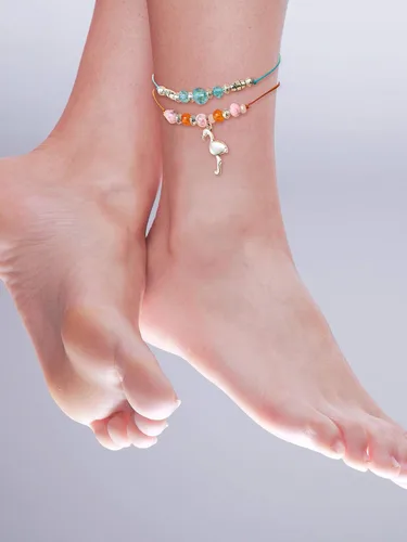 Miniatura 3 de 17 piezas Tobilleras ajustables Boho tortuga estrella de mar concha flamenco playa tobillo pulseras joyería pie pie para mujer