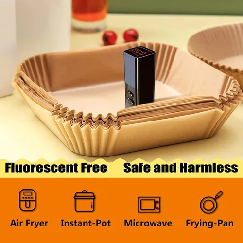 Miniatura 6 de Mini forros para freidora de aire CHEFMAN de 2 cuartos de galón, forros de papel desechables para freidora de aire pequeña cuadrada de 5.5 pulgadas