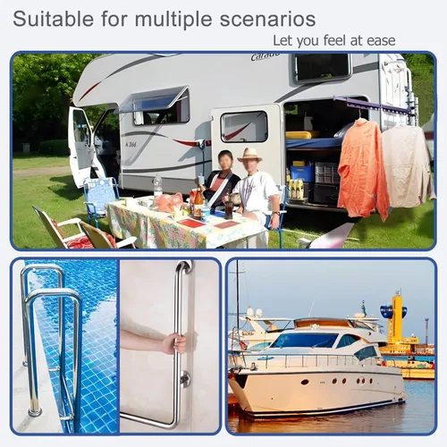 Miniatura 7 de Tendedero de ropa para caravana mejorado, colgador telescópico de lavandería trapezoidal de 50 pulgadas, aluminio de aviación, plegable y resistente