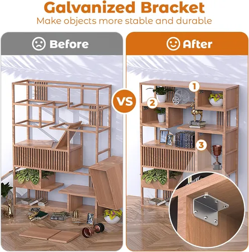 Miniatura 5 de Soportes de Esquina en L de 2x4 para Trabajo Pesado, Hierro Angular con Agujeros, Soporte de Vigueta Galvanizado de 90 Grados, Soporte de Ángulo