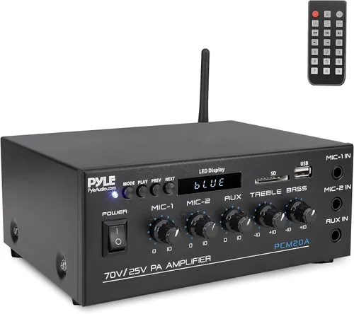 Miniatura 8 de Pyle - Sistema de amplificador de potencia de audio Bluetooth casero - Caja receptora de sonido estéreo mini de doble canal 2X75W con LED - Para
