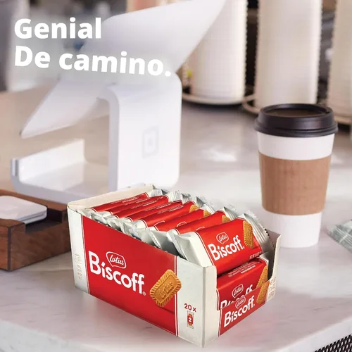 Miniatura 4 de Lotus Biscoff Cookies, aperitivo de galletas caramelizadas, caja dispensadora (20 fundas de 2 galletas extra grandes) vegano, 0.9 onzas