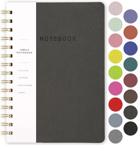 Miniatura 52 de Cuaderno de espiral – Cuaderno grande de tapa dura de 8.5 x 10.98 pulgadas con banda elástica y bolsillo, 180 páginas, diario plano de alambre