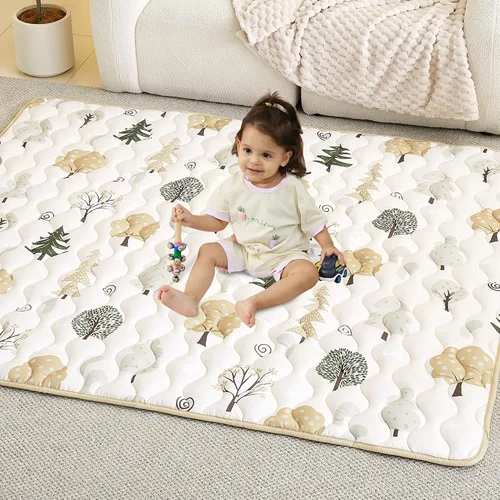 Alfombra de juego para bebé, extra grande y gruesa para el suelo, alfombra de juego de 50 x 51 para bebé, tapete acolchado plegable para bebé