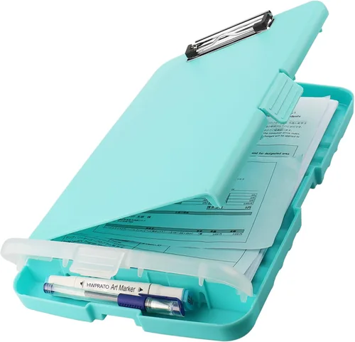 HWPRATO Organizador de Portapapeles con Almacenamiento Portapapeles Plegable para Enfermería Carpeta de Archivo de Plástico con Estuche de Azul
