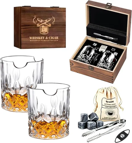 Miniatura 8 de Juego de 2 vasos de whisky, juego de regalo de piedras de whisky, vasos de whisky antiguos, juego de regalo de taza de vidrio de bar, regalos