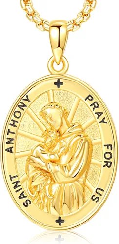 Miniatura 312 de Collar de plata de ley 925 con medalla de San Patrón, colgante de protección católica, amuleto, joyería religiosa para hombres y mujeres