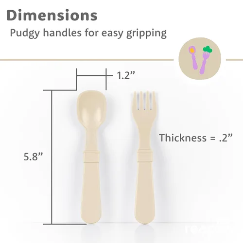 Miniatura 8 de Re-Play Juego de tenedores y cucharas para niños pequeños, juego de utensilios de 4 x 4 para niños, apto para lavavajillas y microondas, fabricado