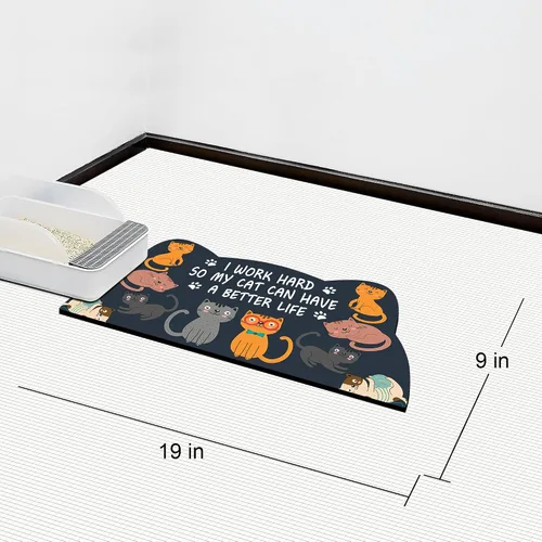 Miniatura 3 de Tapete de comida para gatos de interior – Sin manchas fácil de limpiar suministros para mascotas – Cuencos para gatos