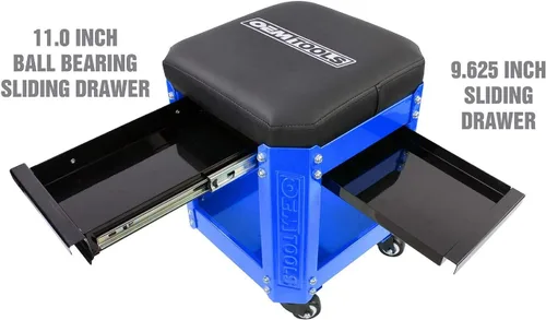 Miniatura 2 de OEMTOOLS 24996 Asiento Creeper de Taller Azul, Taburete con Ruedas con Almacenamiento de Herramientas, Taburete de Mecánico para Trabajo de Garaje