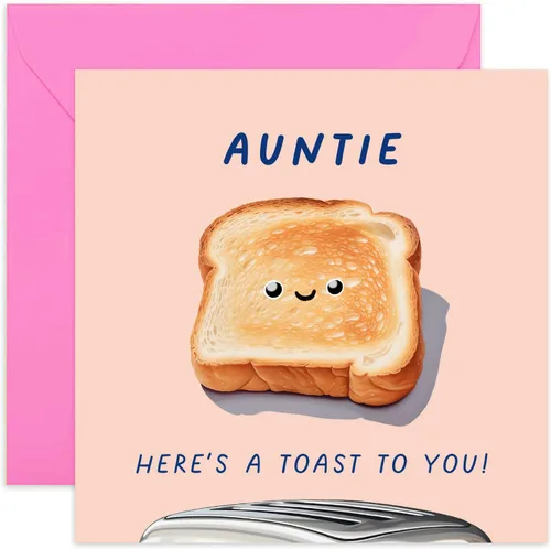 Old English Co. Divertidas tarjetas de cumpleaños para hombres y mujeres, tarjeta de cumpleaños con texto en inglés «A Toast To You» para tía,