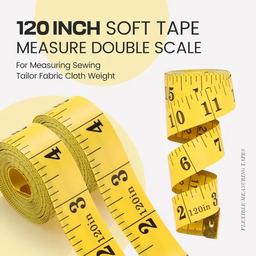 Miniatura 3 de 20 Pcs 120 Inch/300cm Soft Tape Measure Bulk Dual Scale Body Measuring Tape Sewing Fabric Tailor Ruler Easy to Read Craft Vinyl Ruler for Body Yellow