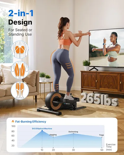 Miniatura 2 de Sitting Under Desk Elliptical Machine, Leg Exerciser While Sitting for Seniors, Seated Pedal Exerciser, Quiet & Portable Pedal Exerciser with 8