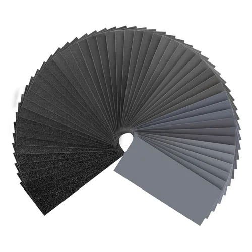 Miniatura 16 de Papel de lija de grano 120, hojas de lijado en seco y húmedo de 9 x 3.6 pulgadas para acabado de muebles de madera, lijado de metal y pulido