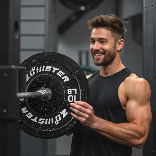 Miniatura 3 de Placa de Parachoques Olímpica Placa de Peso con Alto Rebote Placa de Peso con Inserción de Acero para Entrenamiento de Fuerza y Levantamiento