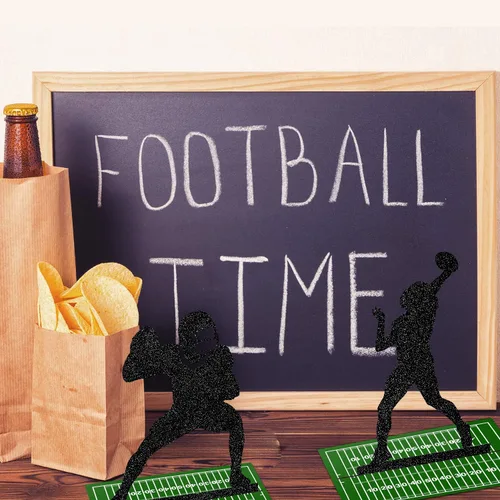 Miniatura 7 de BBTO 9 piezas de centro de mesa de fútbol, decoración de fiesta, centros de mesa de fútbol de silueta de jugador, 8 pulgadas y 3 estilos