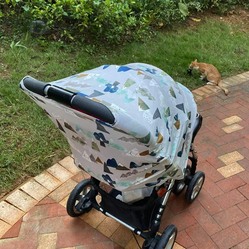 Miniatura 7 de Funda elástica para silla de auto infantil con suave gorro de bebé a juego, pañuelo de lactancia versátil, multiuso, para cochecito y silla alta