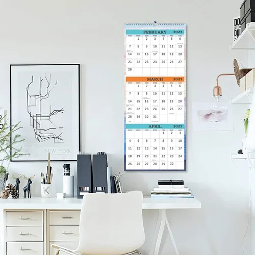 Miniatura 5 de Calendario de pared 2026-2027, abril de 2026 a julio de 2027, calendario vertical de 3 meses 2026-2027, planificador de calendario, 11 x 26