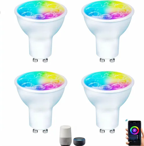 Miniatura 9 de Bombillas LED inteligentes GU10 regulables con cambio de color, foco RGB GU10, bombilla LED WiFi y Bluetooth compatible con Alexa Google, 16