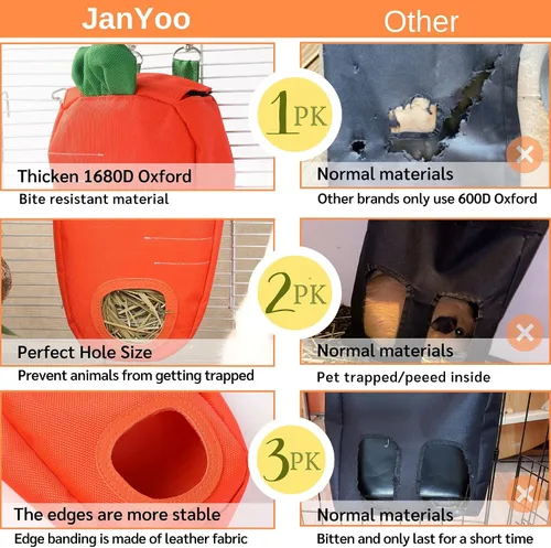 Miniatura 4 de JanYoo Dispensadores de comida para conejos, bolsa de alimentador de heno para conejillos de indias, accesorios de almacenamiento, capacidad