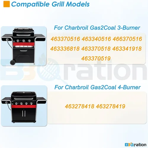 Miniatura 2 de Piezas de repuesto de parrilla para Charbroil Gas2Coal 3 quemadores 463370519 463370516 463340516 466370516 463336818 463370518 463341918
