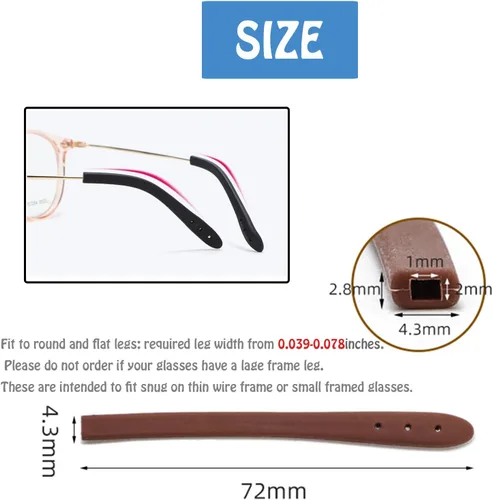 Miniatura 2 de Puntas de extremo de la patilla de las gafas, antideslizantes, de silicona suave, de repuesto, para patillas de metal fino, 8 pares