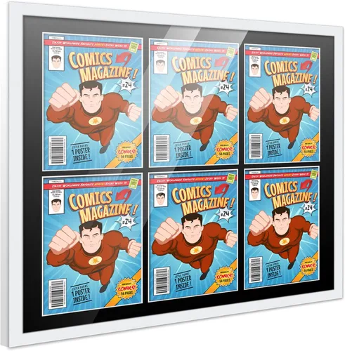 Miniatura 135 de Poster Palooza Marco de cómic con paspartú para 1 cómic de la Edad de Bronce publicado entre 1970 y 1985, marco de cómic negro para cómic de 7.25 x