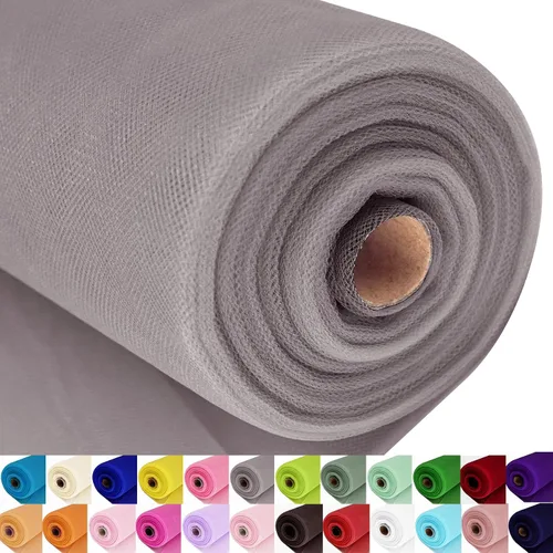 Miniatura 40 de Rollos de tela de tul, 54 pulgadas por 10 yardas (30 pies), cinta de tul para decoración de fiestas de boda, rollo de tela transparente en bobina