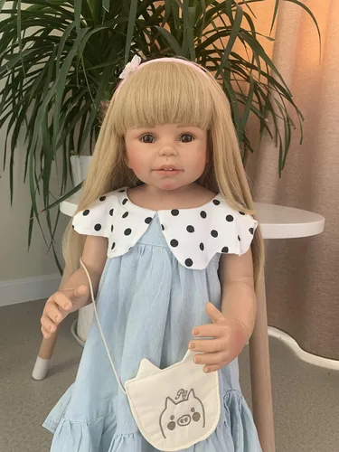 iCradle Muñecas Reborn de 28 pulgadas para niñas pequeñas rubias de pelo largo de vinilo de cuerpo completo Reborn muñecas hechas a mano de tamaño