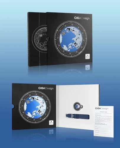 Miniatura 5 de CIGA Design Reloj mecánico automático Blue Planet Serie U de acero inoxidable, titanio, cerámica, caja de zafiro fluoruro y cerámica para hombres