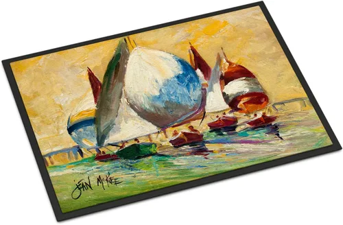 Miniatura 105 de Caroline's Treasures JMK1017JMAT - Tapete de caza de rana garza azul, 24 x 36 pulgadas, tapete para puerta delantera, interior y exterior
