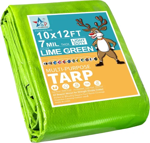 Miniatura 42 de STARPYNG - Lona azul de 7 mm 6x8 pies - Lona impermeable multifuncional azul - Lona impermeable de polietileno resistente a los rayos UV, a prueba