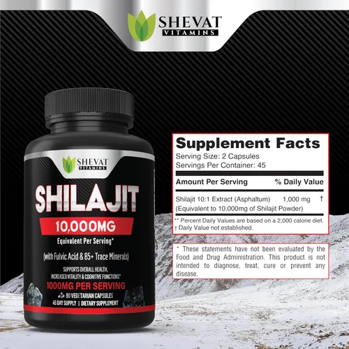 Miniatura 5 de Shilajit Cápsulas de 22000 mg y más de 85 minerales traza para energía y apoyo inmunológico, shilajit orgánico para hombres y mujeres, pastillas