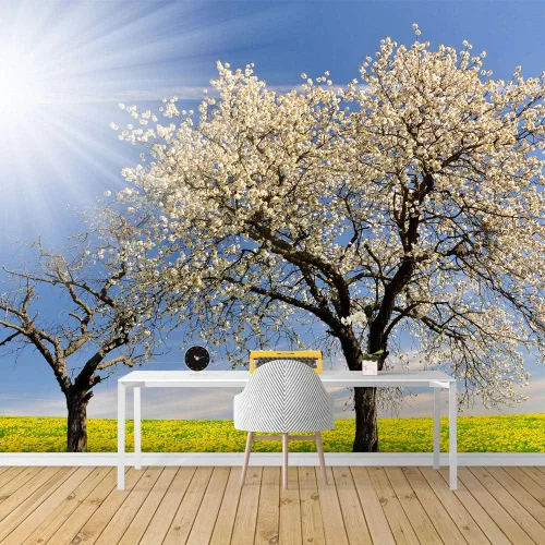 Miniatura 18 de SIGNFORD Papel tapiz autoadhesivo para despegar y pegar, papel tapiz de bosque brumoso a la luz del sol, calcomanías adhesivas de construcción de 66