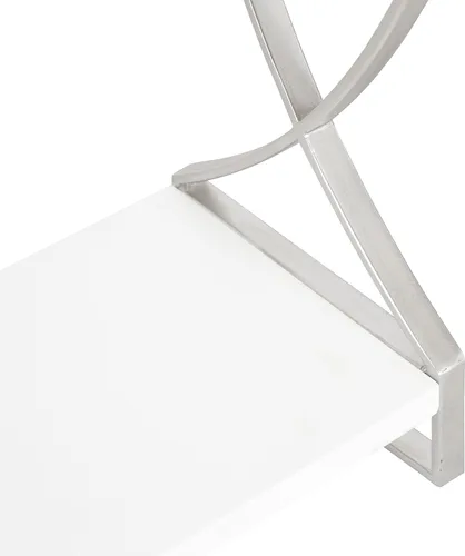 Miniatura 4 de Kate and Laurel Arietta Modern Glam - Estantería de madera y metal de 3 niveles, 18 x 7 x 28 pulgadas, blanco y plateado; almacenamiento