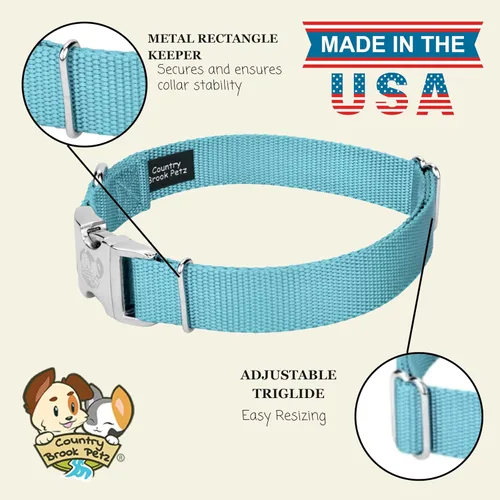 Miniatura 6 de Country Brook Petz – Collar de nailon premium para perro con hebilla de metal – Vibrante selección de 25 colores, Azul Océano