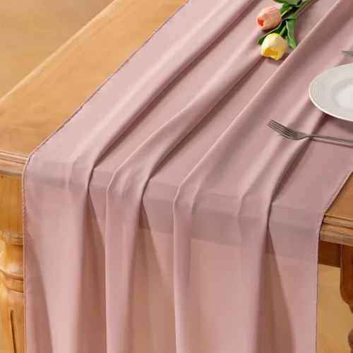 Miniatura 15 de Socomi Camino de mesa de gasa beige para verano, bohemio, rústico, de 10 pies, 29 x 120 pulgadas, decoración de camino de mesa de boda, decoración