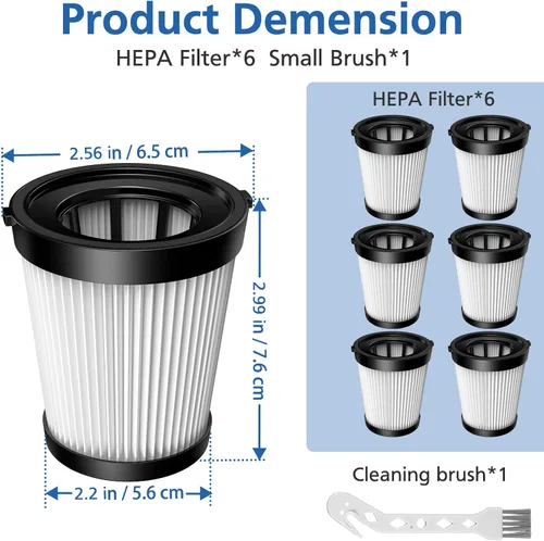 Miniatura 4 de Nequare Vacuum S181 - Paquete de 6 filtros FSV001 compatibles con Fabuletta FSV101, FSV001, Girnoor G160&G165, Afoddon A300, Lubluelu 202, Oraimo