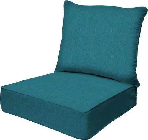 Miniatura 25 de Honeycomb Outdoor Heritage - Asiento profundo, 23 x 25 pulgadas, cojín para silla Cabana Stripe negro y marfil con funda extraíble, para muebles