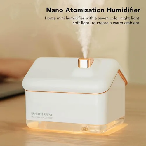 Miniatura 9 de EVGATSAUTO Humidificador de escritorio, humidificador de casa de nieve, ajuste de 2 velocidades, portátil, silencioso, USB, enchufe, regalo con luz