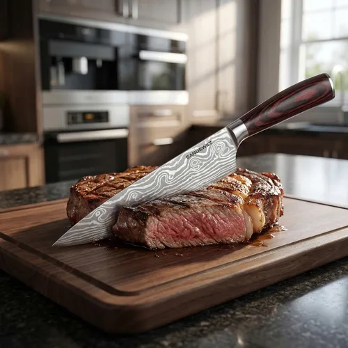 Miniatura 6 de Juego de cuchillos de cocina profesionales de acero inoxidable de alto carbono, 3 cuchillos japoneses ultra afilados con funda, mango ergonómico