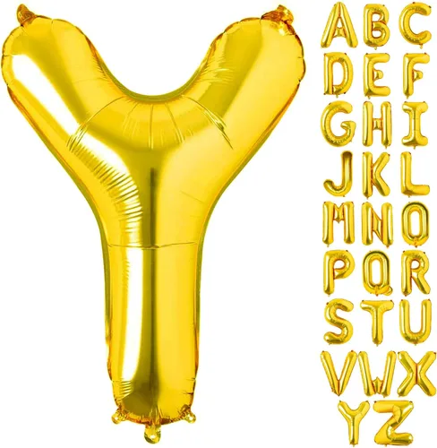 Lovoir Globos grandes de 40 pulgadas con letras Y doradas de gran tamaño, globo de helio de aluminio de Mylar para fiestas de cumpleaños, decoración