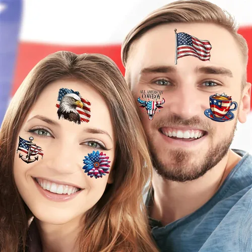 Miniatura 5 de 49 tatuajes patrióticos estadounidenses 4 de julio, Día de la Independencia, tatuajes temporales conmemorativos para veteranos, decoración del Día