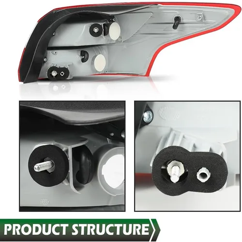 Miniatura 9 de GRAND ORANGE Conjunto de luces traseras, lámpara trasera izquierda del lado del conductor, luz de freno compatible con Ford Focus 4 puertas Sedan