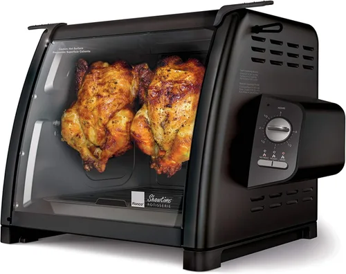 Ronco Showtime Asador y horno de barbacoa de gran capacidad, edición moderna, controles de interruptor simples, amarre de puerta de silicona,