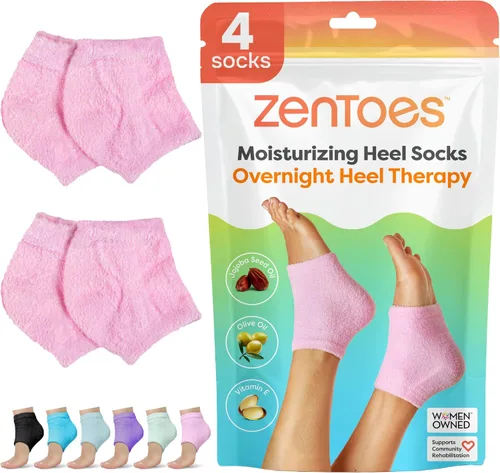 Miniatura 10 de ZenToes Calcetines hidratantes para tratamiento de talón agrietado, vitamina E, calcetines de talón con infusión de aceite de oliva y aceite de Azul
