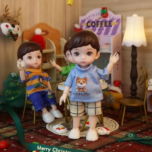 Miniatura 6 de Juego de muñecas de 6 pulgadas, muñeca articulada con bola para niños, con ropa, con caja de regalo y tarjeta de felicitación, regalo ideal